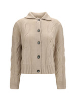 Beige Shirt Collar Cardigan 1