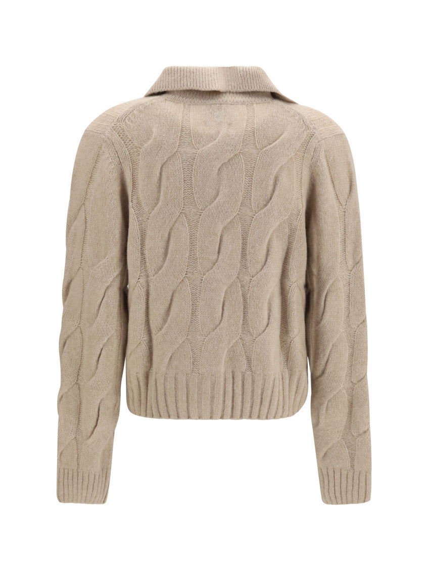 Beige Shirt Collar Cardigan 2