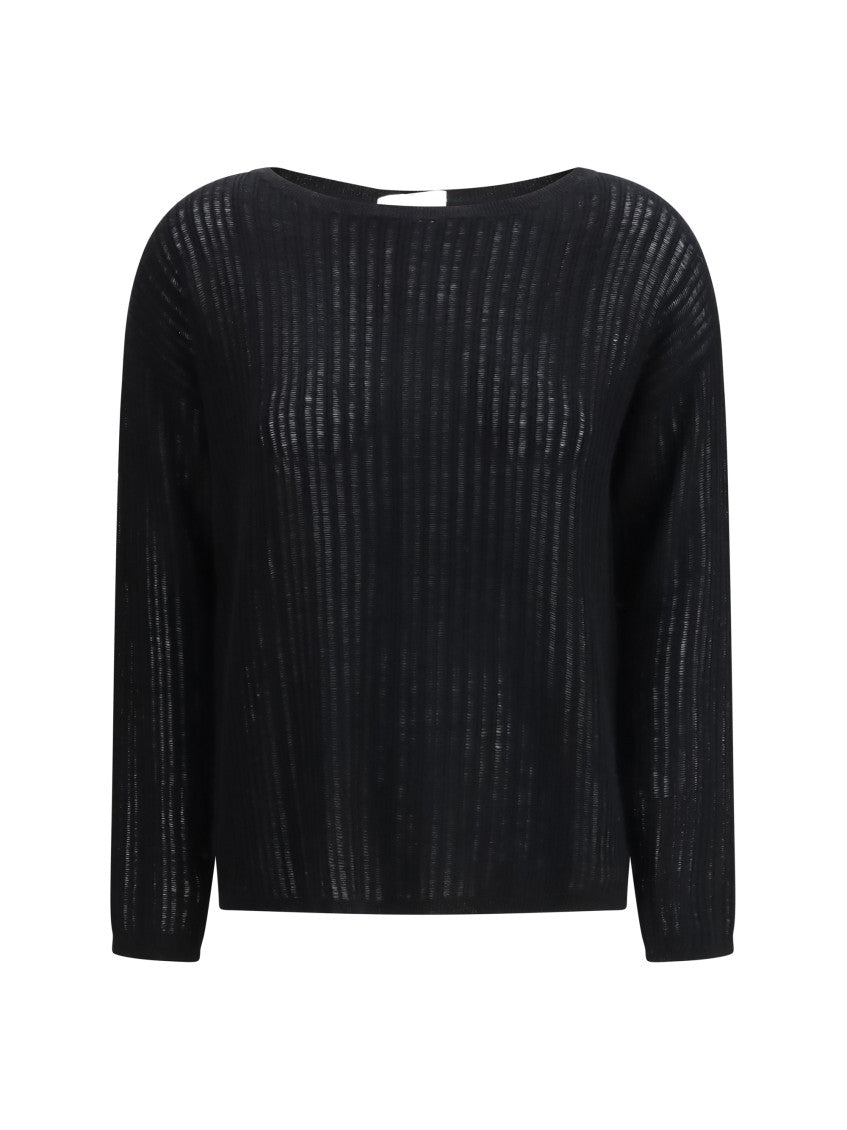 Black Knitted Crew Neck Sweater 1