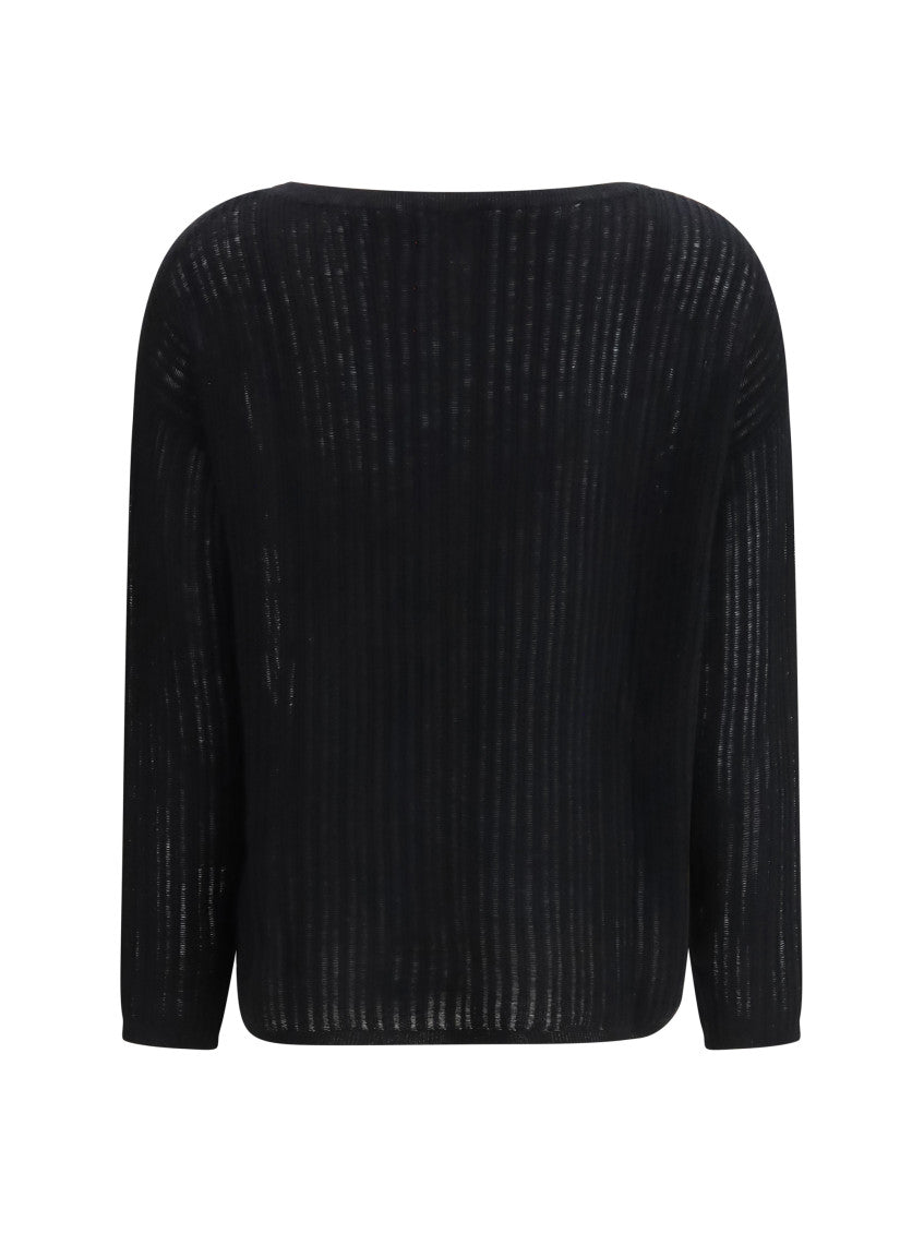 Black Knitted Crew Neck Sweater 2