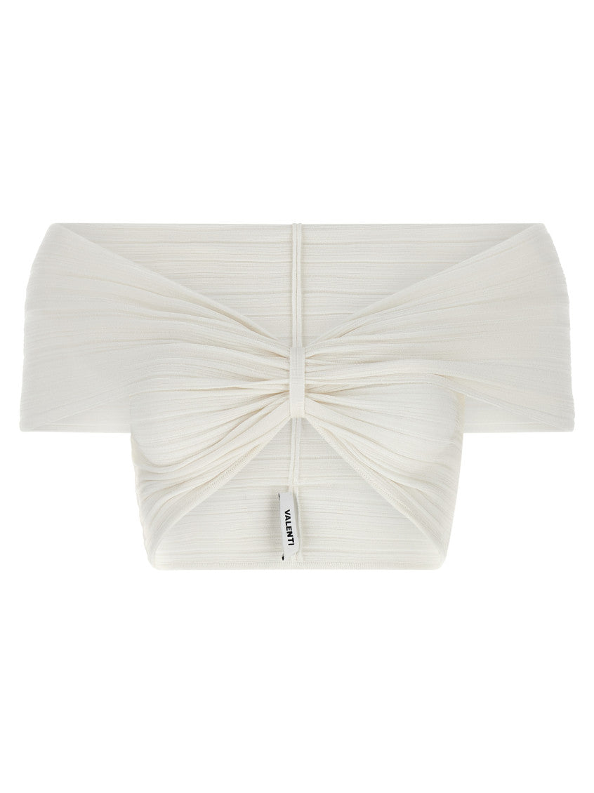 White Solid Off Shoulder Top 1