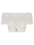 White Solid Off Shoulder Top 1