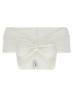 White Solid Off Shoulder Top 1