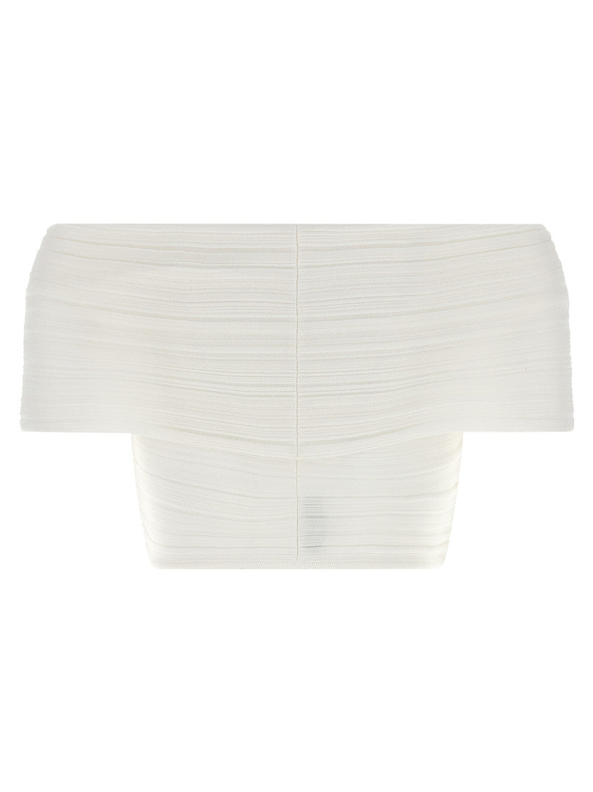 White Solid Off Shoulder Top 2