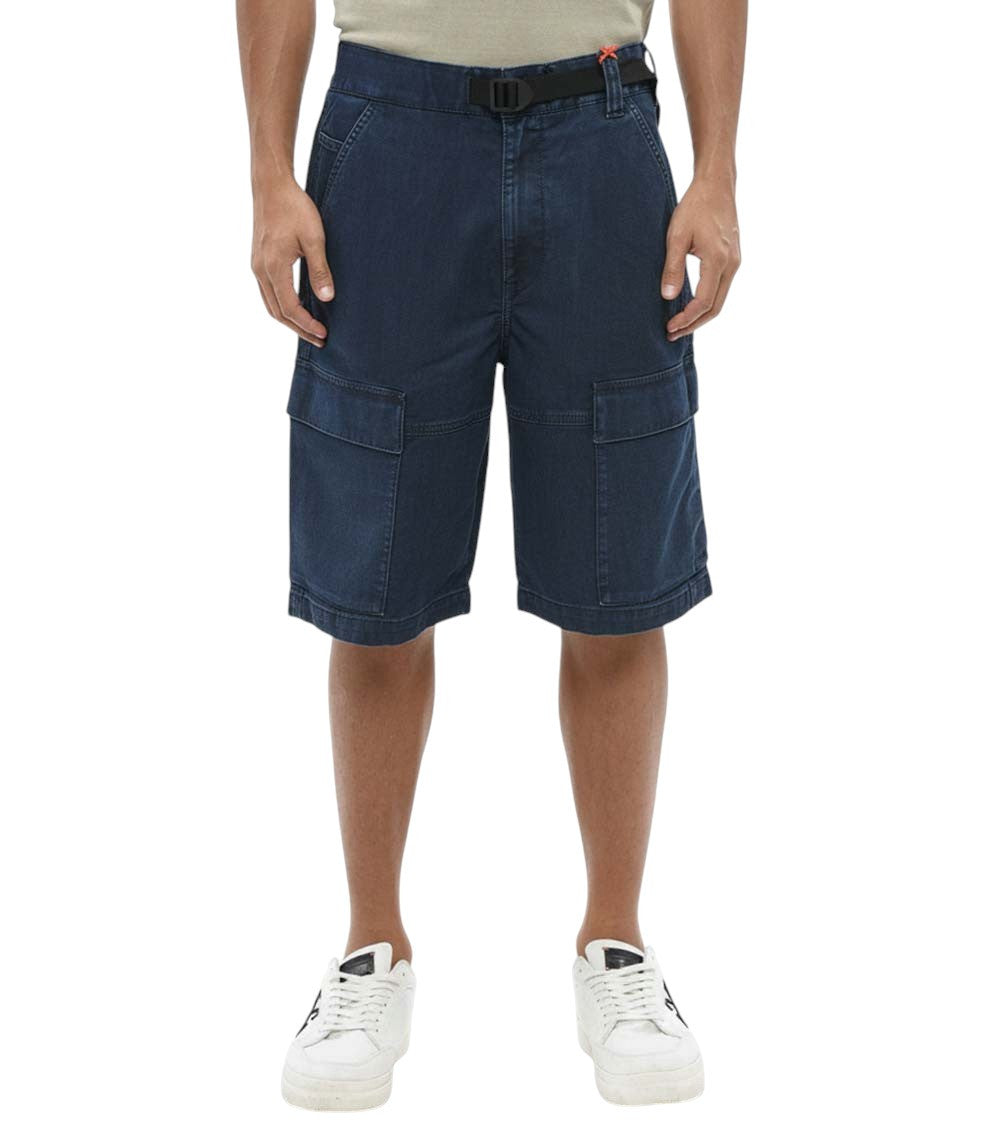 Blue Solid Cargo Shorts 1