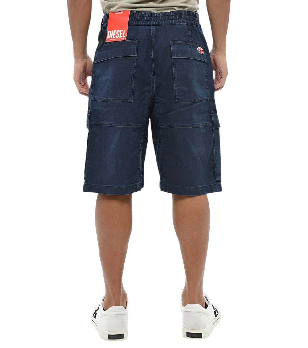 Blue Solid Cargo Shorts 2