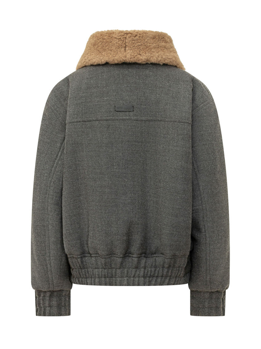 Grey Shearling Collar Jacket 2