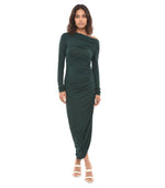 Dark Green One Shoulder Maxi Dress 1