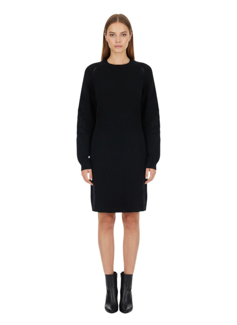 Black Crew Neck Above Knee Dress 1