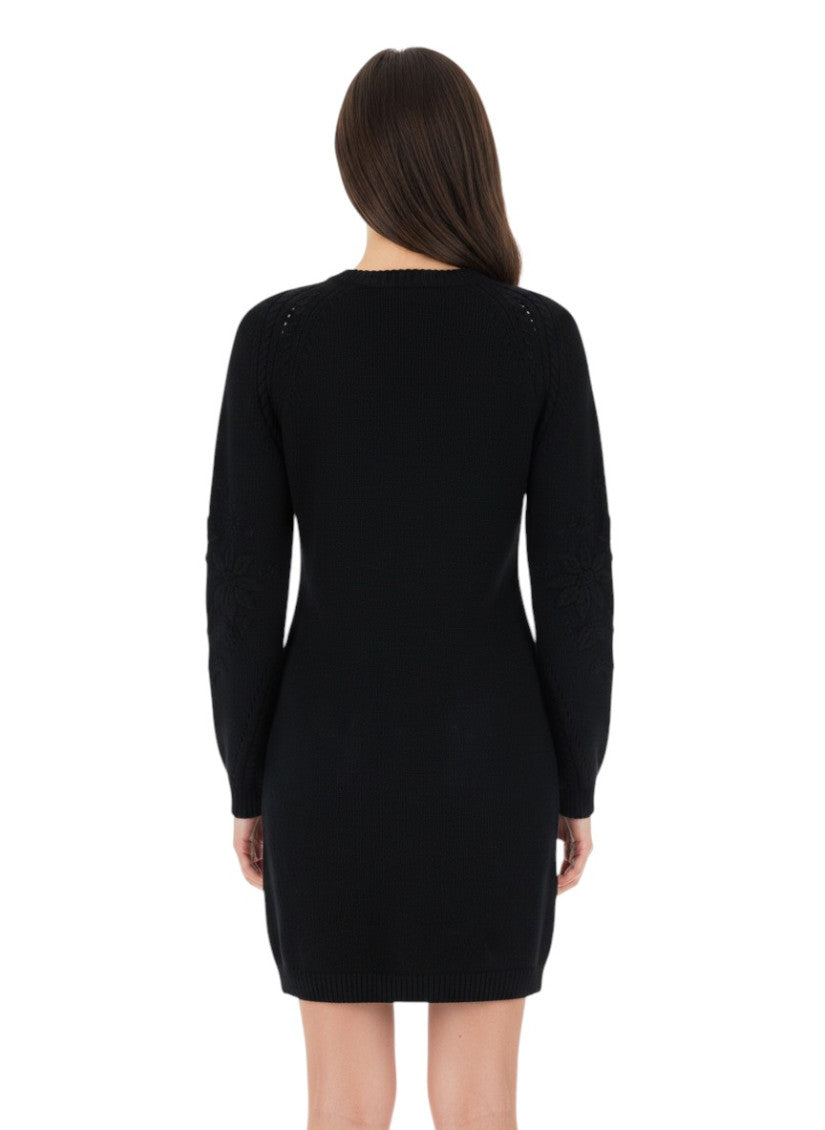 Black Crew Neck Above Knee Dress 2