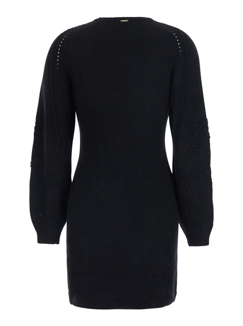 Black Crew Neck Above Knee Dress 4