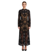 Black Lace Crew Neck Midi Dress 1
