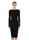 Black Boat Neck Midi Dress 1