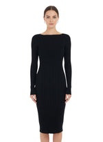 Black Boat Neck Midi Dress 1