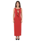 Red Round Neck Midi Dress 1