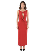 Red Round Neck Midi Dress 1
