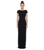 Black Boat Neck Full Length Dress 1
