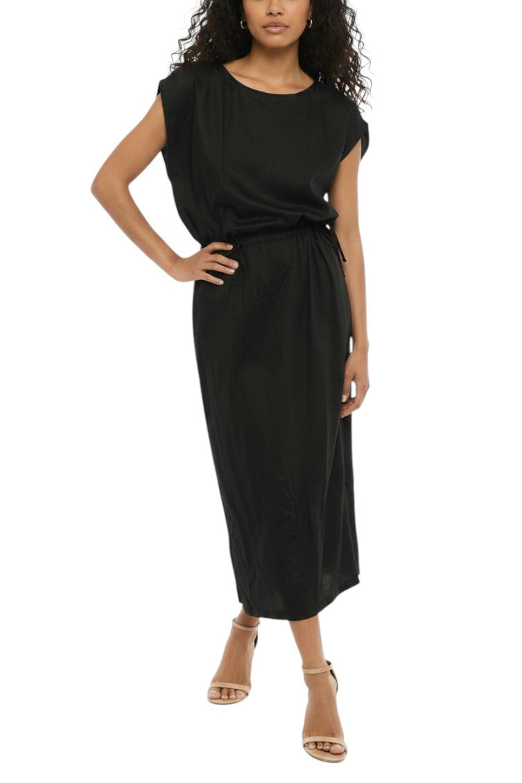Black Round Neck Midi Dress 1