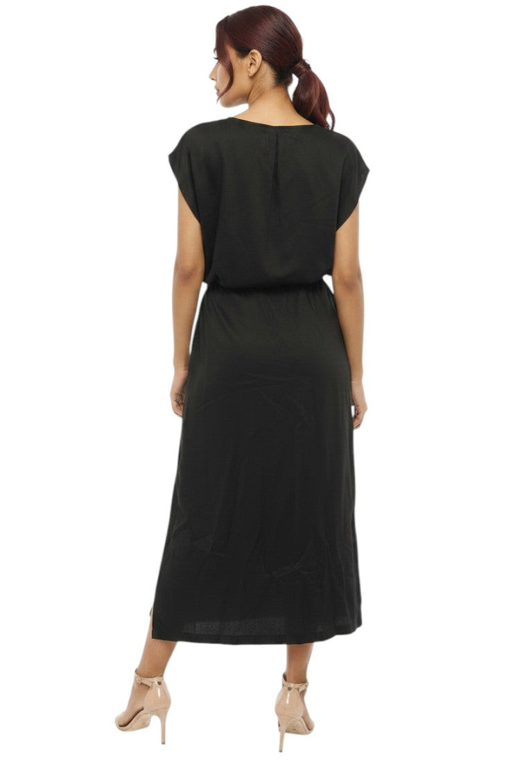 Black Round Neck Midi Dress 2