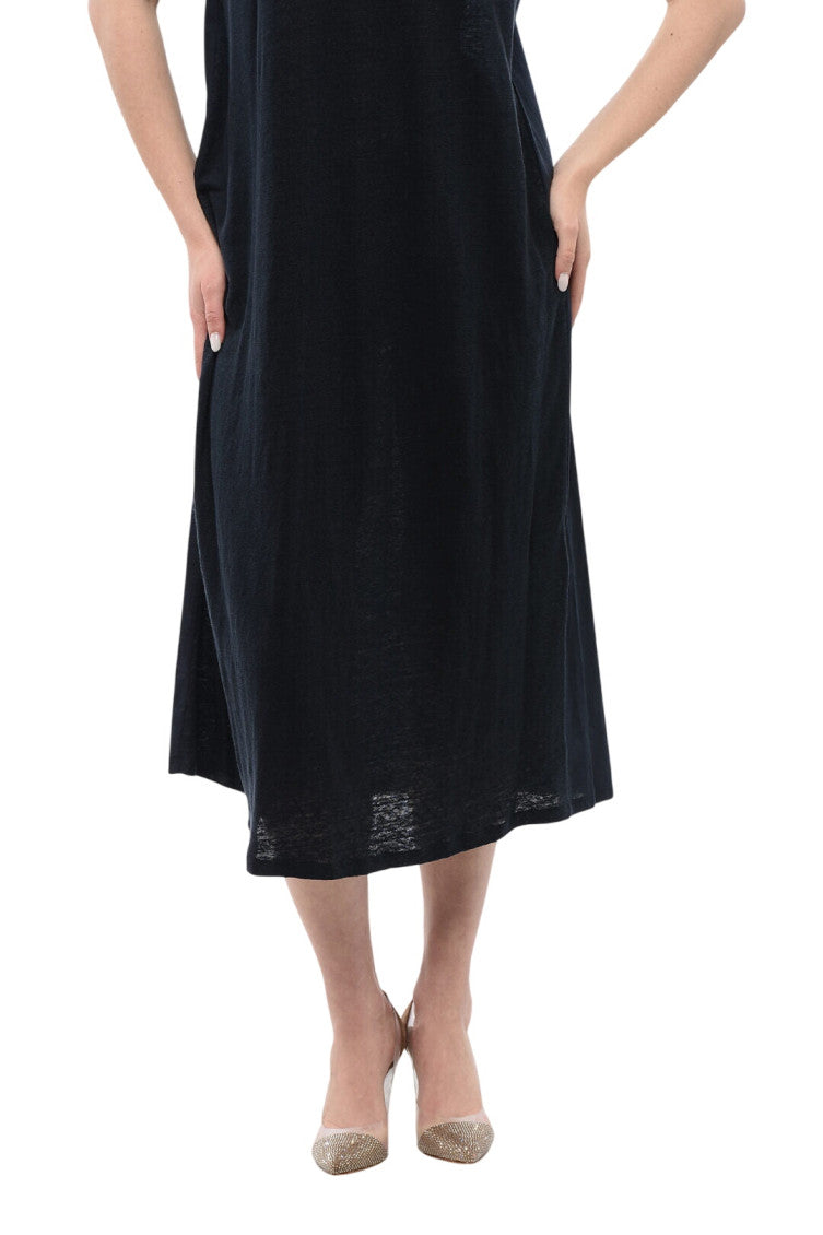 Black V Neck Midi Dress 3
