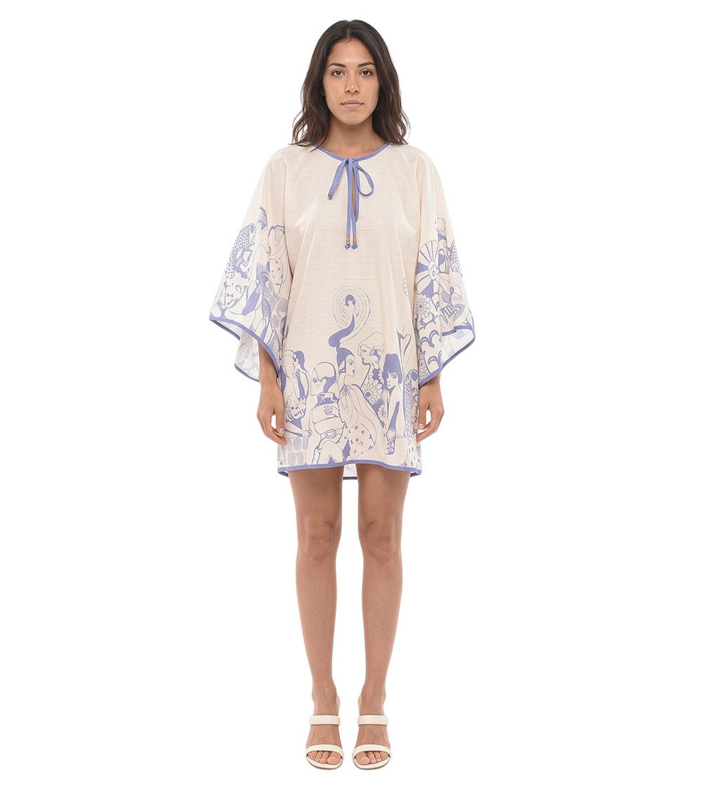 White Round Neck Mini Dress 1