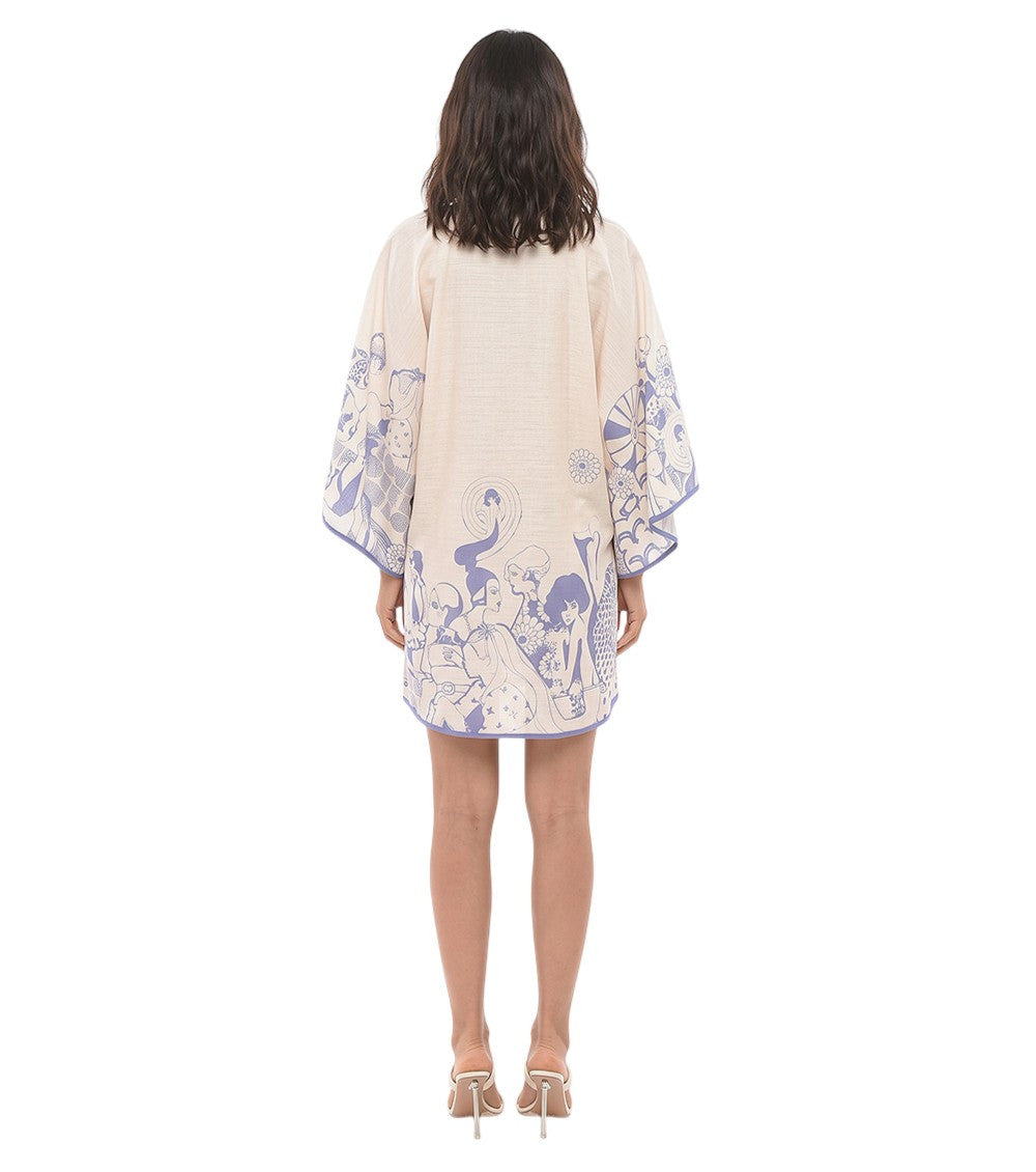 White Round Neck Mini Dress 2