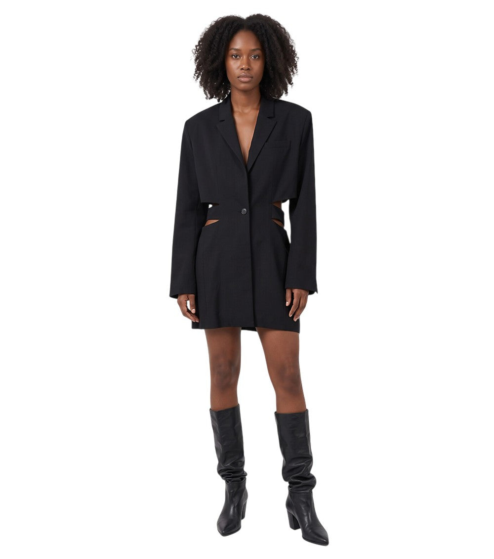 Black Notched Lapel Mini Dress 1