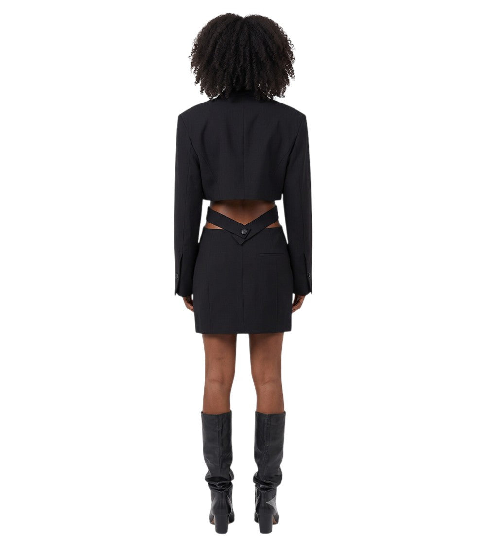 Black Notched Lapel Mini Dress 2
