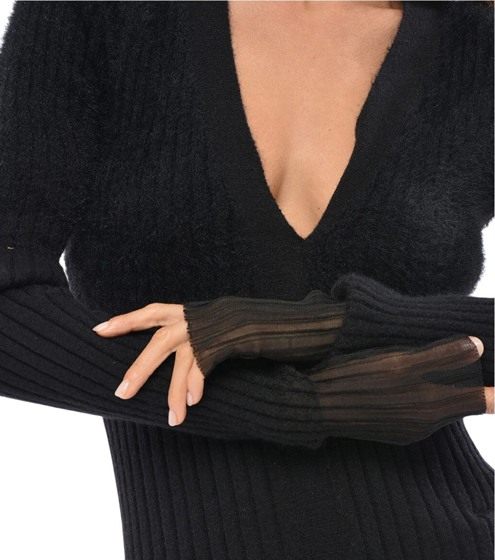 Black V Neck Maxi Dress 3