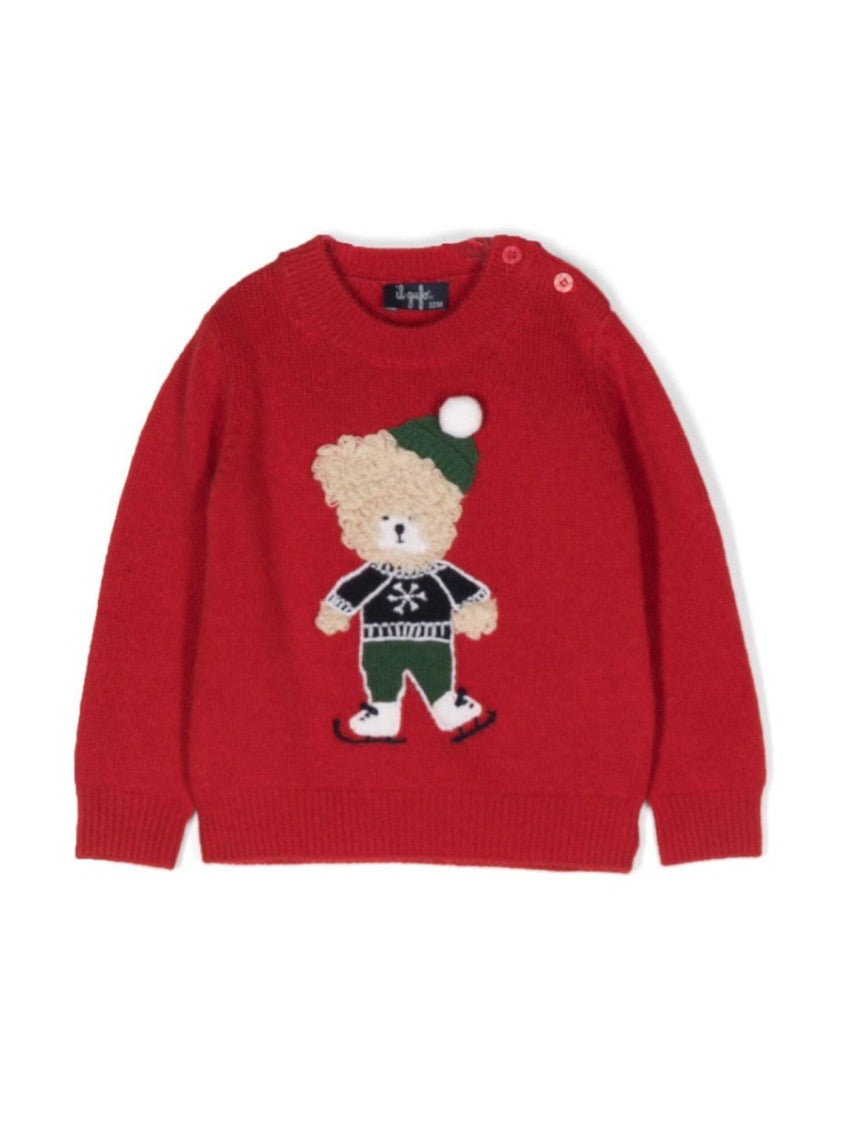 Baby Boy Red Embroidered Sweater 1