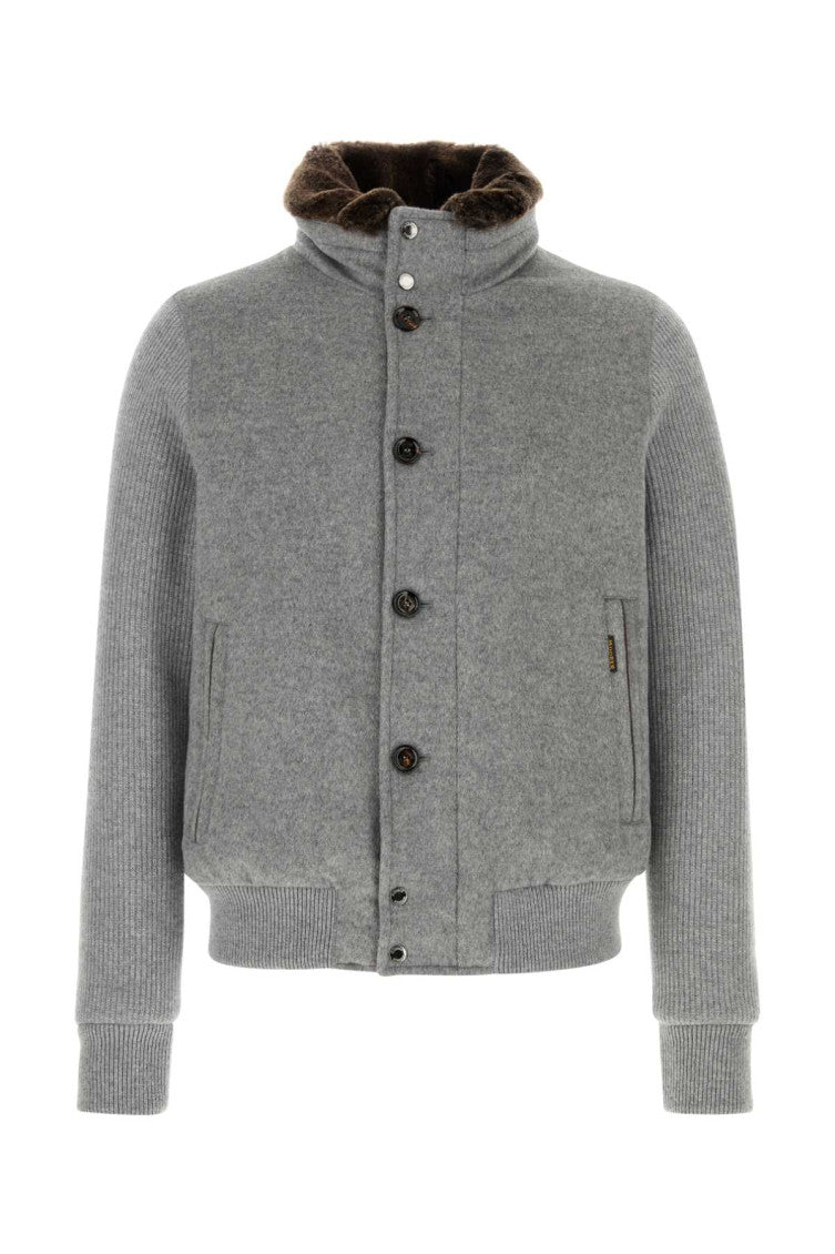 Grey Mock Collar Jacket 1