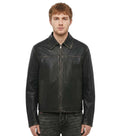 Black Solid Leather Jacket 1