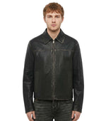 Black Solid Leather Jacket 1