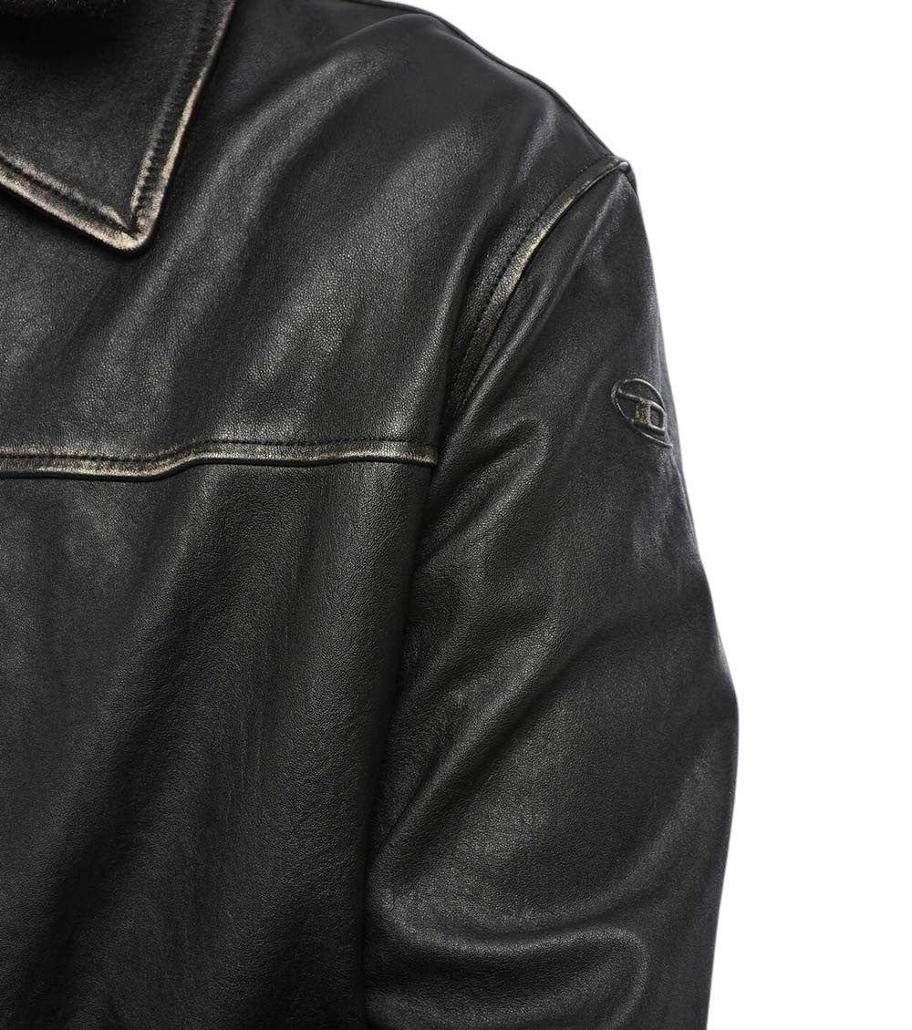 Black Solid Leather Jacket 3