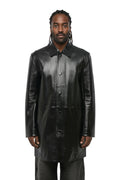 Black Solid Leather Coat 1