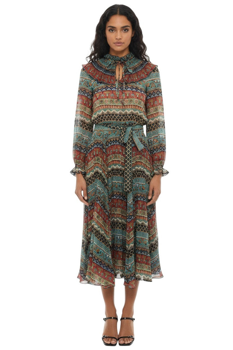 Multicolor Crew Neck Midi Dress 1