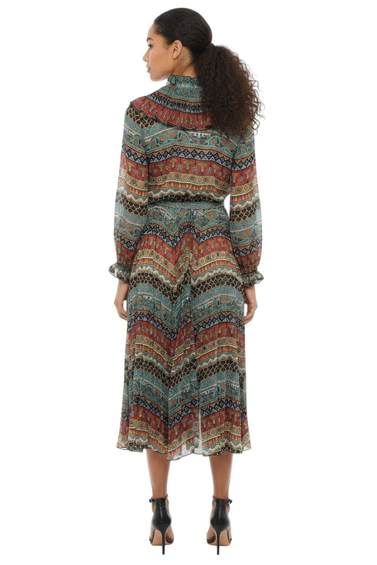 Multicolor Crew Neck Midi Dress 2