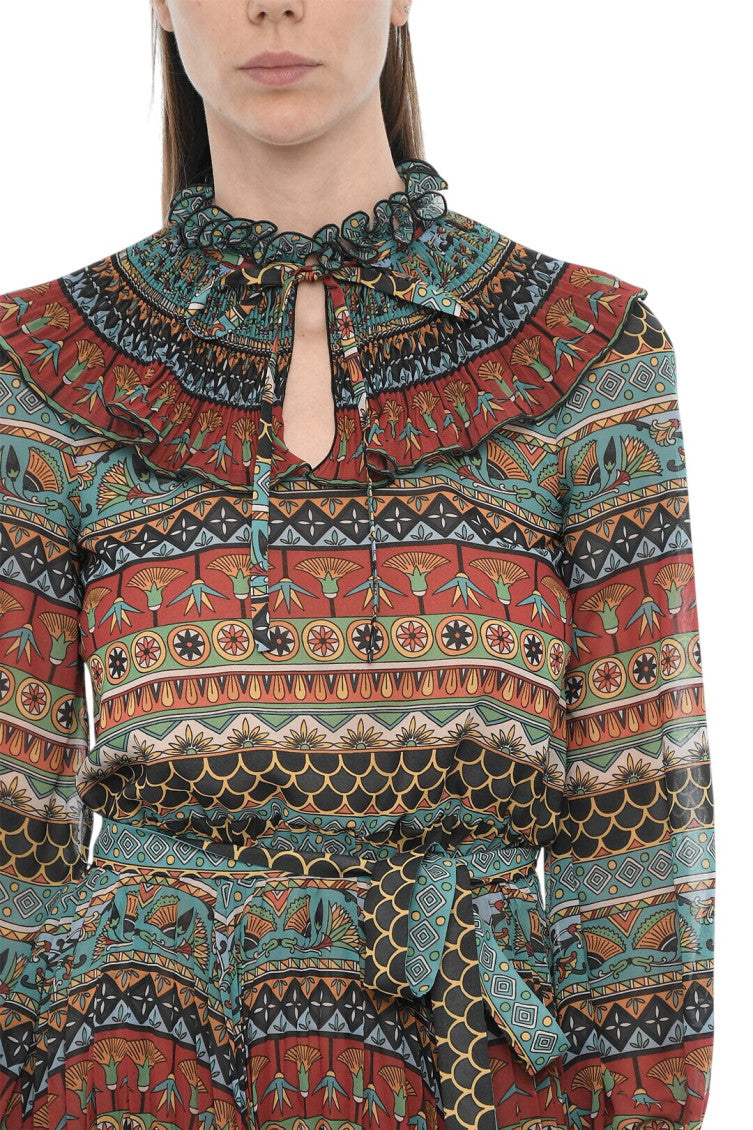 Multicolor Crew Neck Midi Dress 3