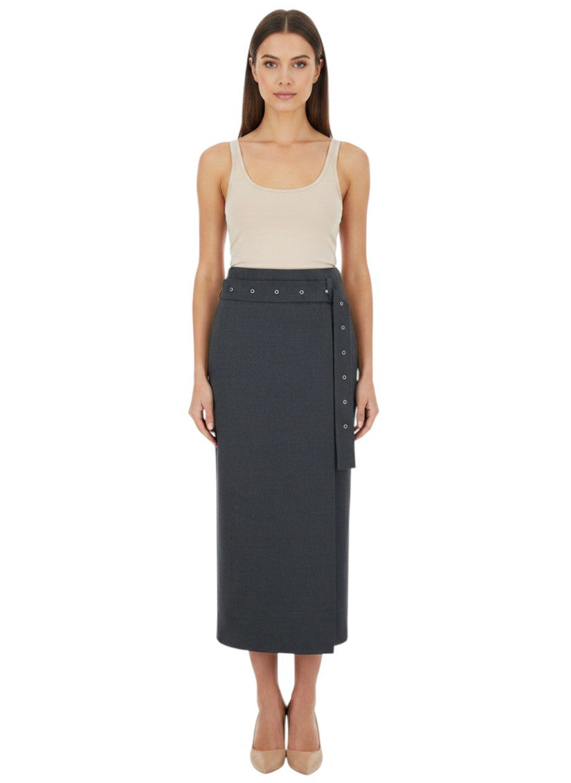 Grey Calf Length Skirt 1