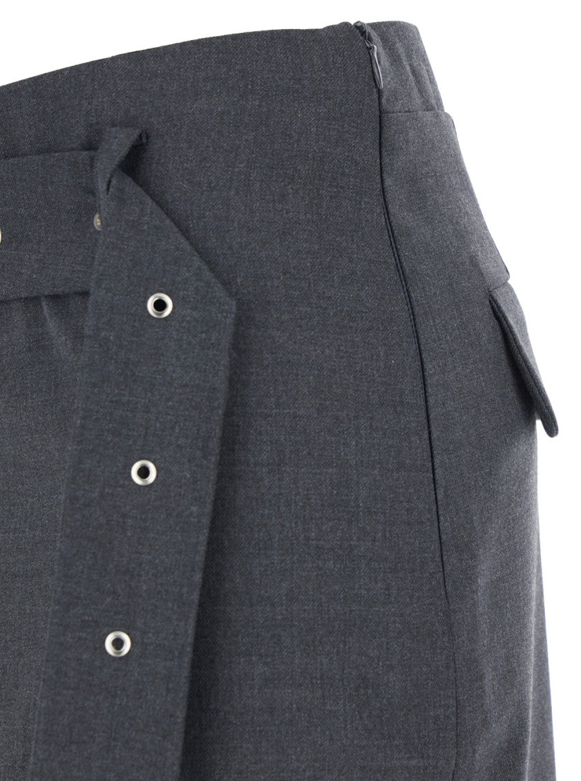 Grey Calf Length Skirt 3