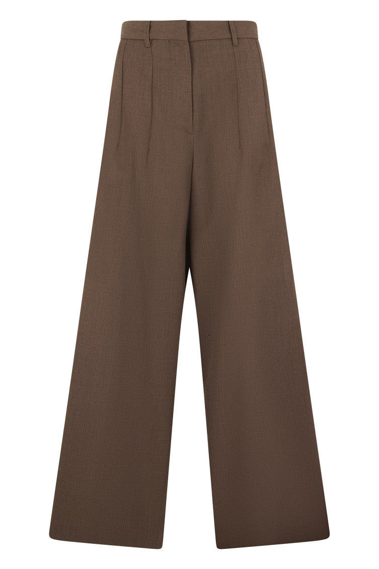 Dark Brown Relaxed Pleated Pants 1