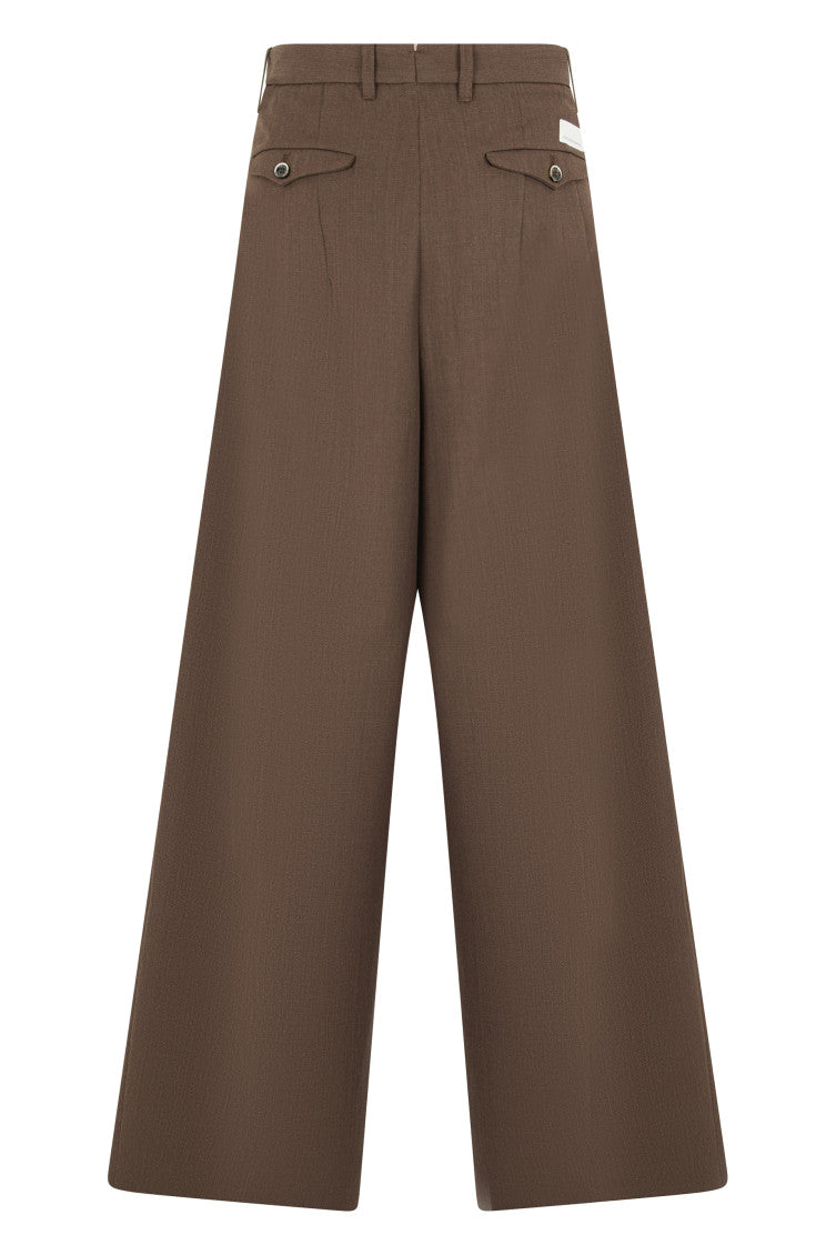 Dark Brown Relaxed Pleated Pants 2