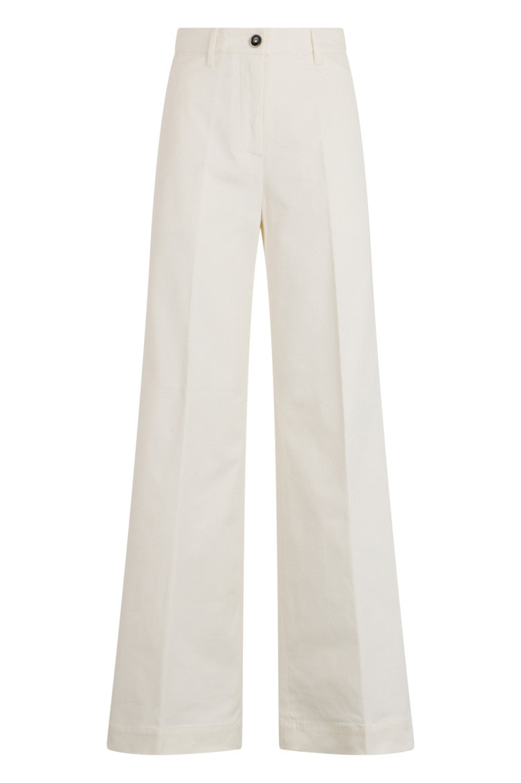White Loose Flat Front Pant 1