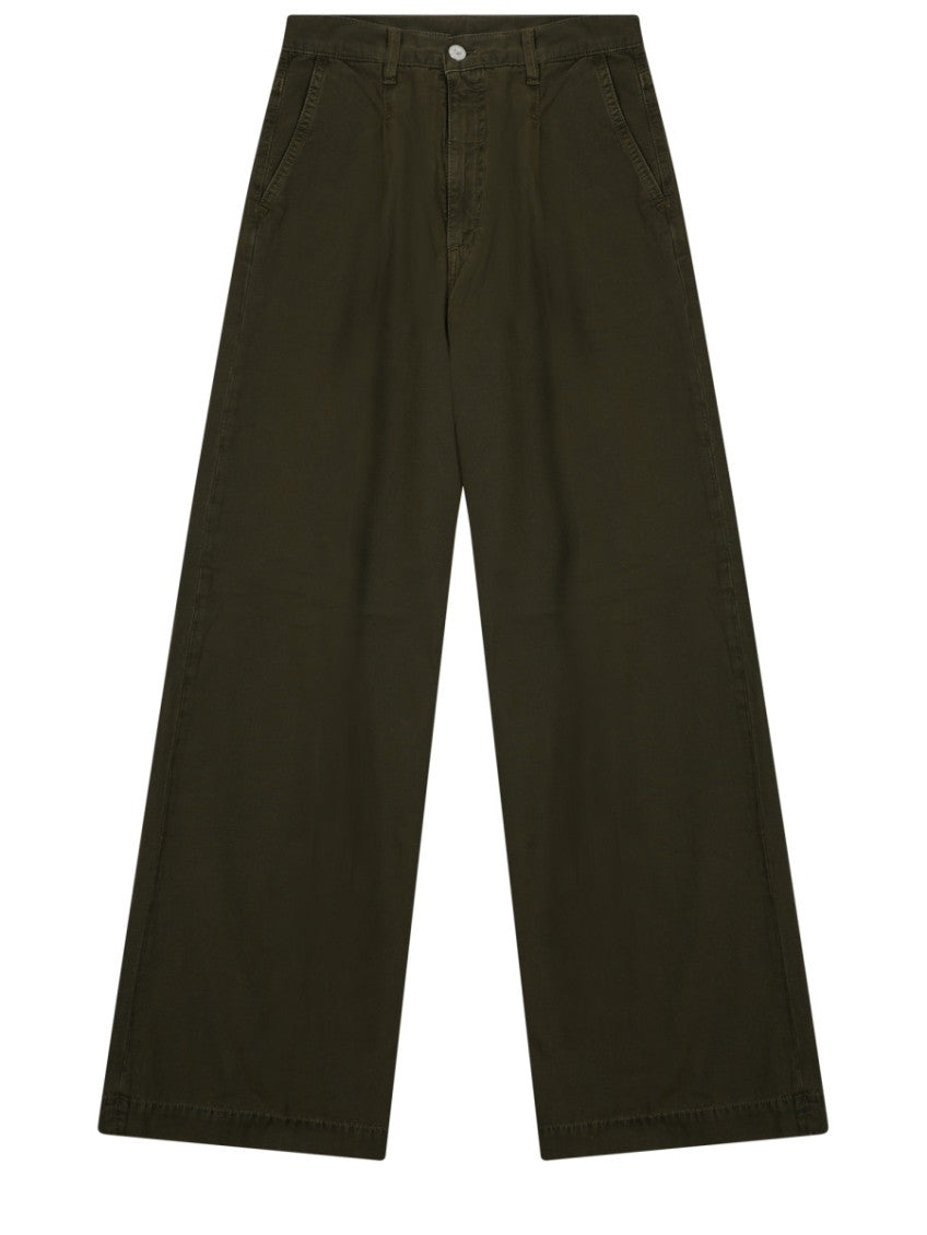 Green Loose Flat Front Pants 1