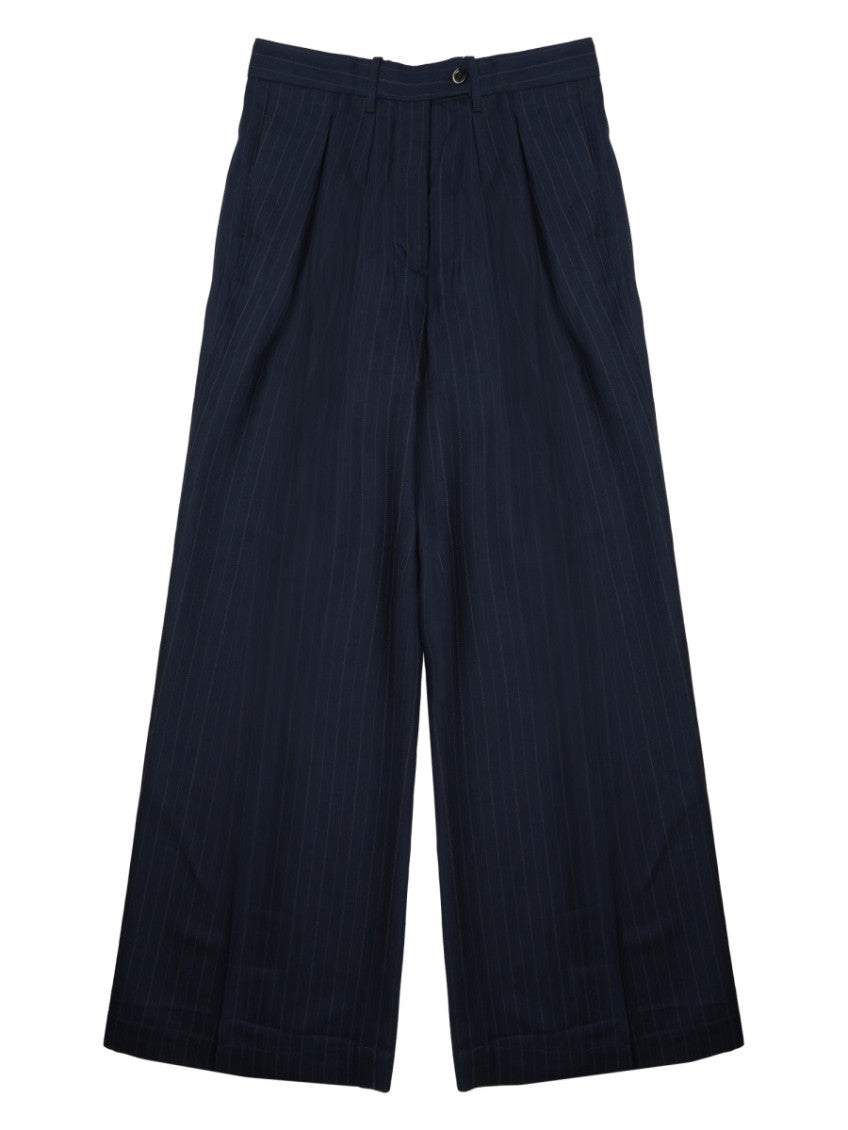 Dark Blue Pleated Pants 1