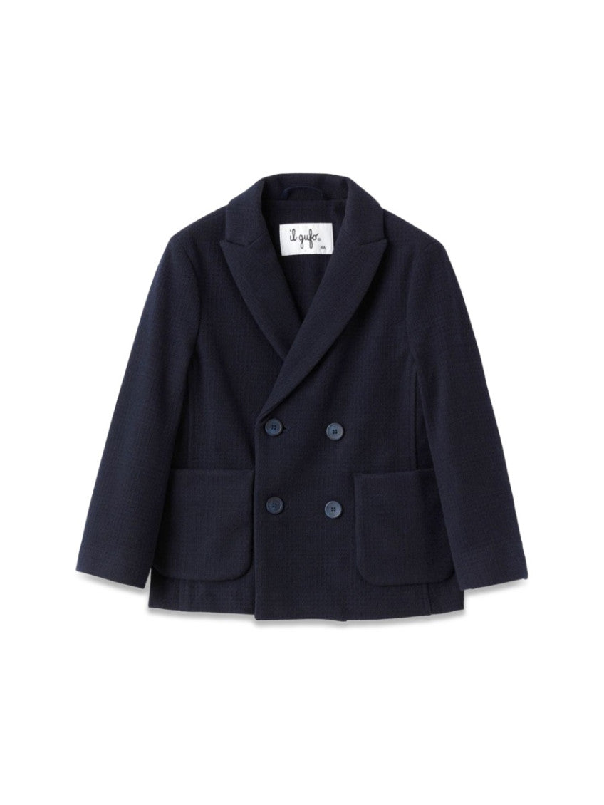 Boys Navy Blue Textured Blazer 1
