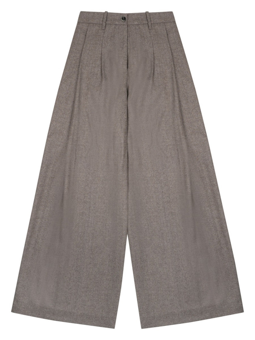 Grey  Flared Pleated Pant 1