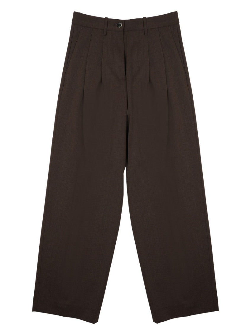 Brown Relaxed Pleated Pant 1
