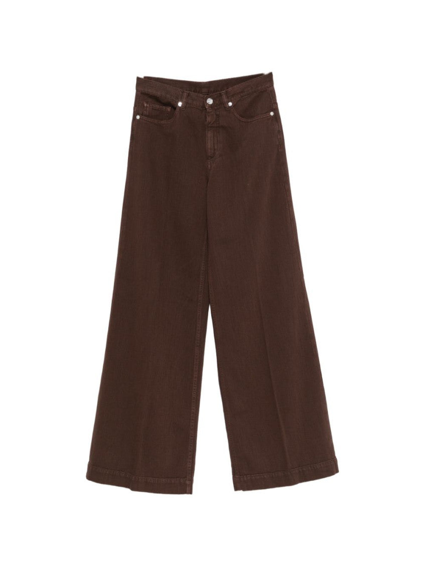 Brown Flared Flat Front Pant 1