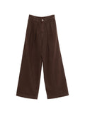 Brown Relaxed Pleated Jeans 1